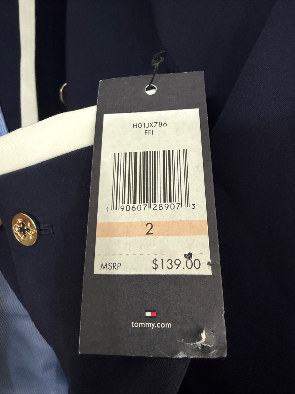 Tommy Hilfiger Navy Blazer with White Piping new - Picture 4 of 5